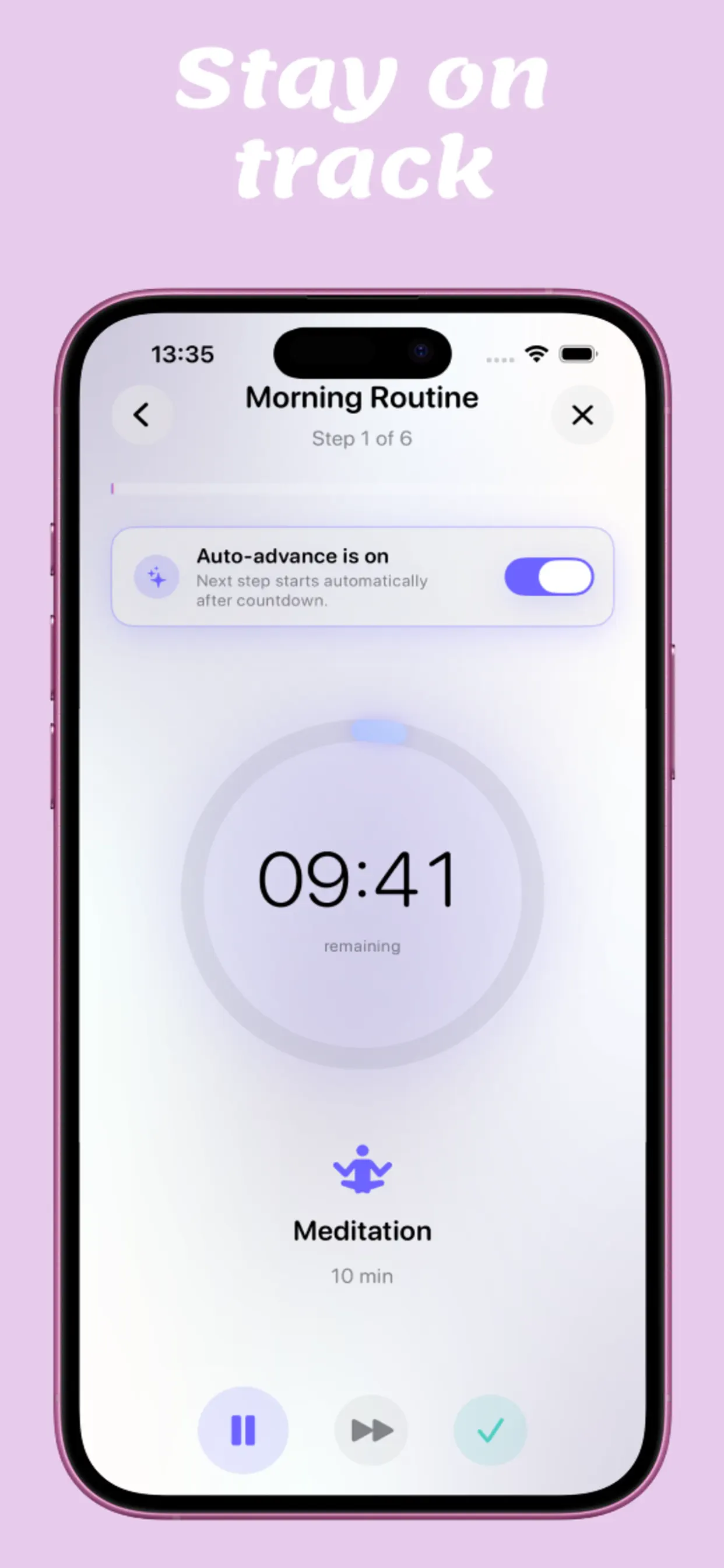 Days morning routine timer with automatic progression enabled